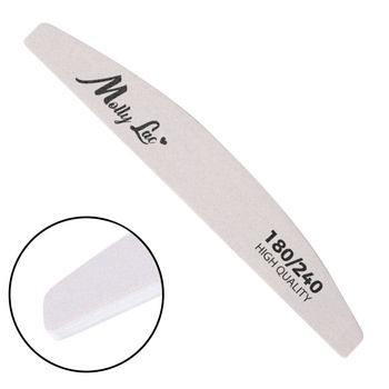 Lima de uñas en forma de barquito y media luna 180/240 MollyLac con estampado de cebra, 1 unidad