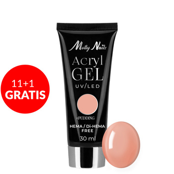 11+1 gratis Acrylgel Polygel Aufbau-Gel für Nagelverlängerungen AcrylGel Molly Nails HEMA/Di-HEMA-frei Pudding 30 ml