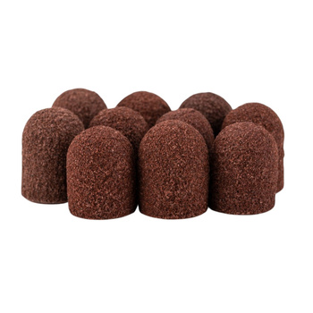 Capuchones abrasivos para pedicura con interior de algodón, 10 mm, grano 150, marrones, AlleMed, 10 unidades