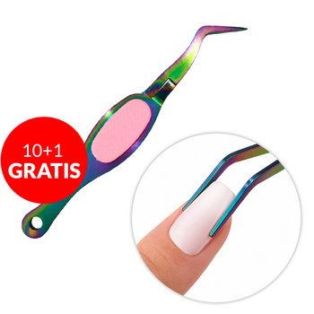 10 + 1 gratis: Pinza profesional para túnel de uñas MollyNails, color rosa