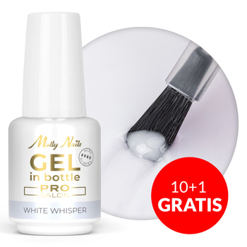 10 + 1 gratis: Gel de construcción en botella con pincel «Gel in Bottle» de MollyNails Pro Salon White Whisper, sin HEMA ni Di-HEMA, 15 g