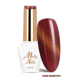Esmalte híbrido LED/UV Gel Polish Cat Eye Seduction n.º 244 Rust Red de Molly Nails, sin HEMA ni Di-HEMA, 8 g