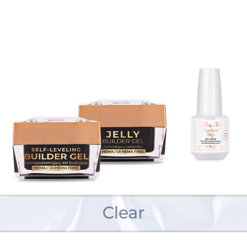 Molly Nails PRO MATCH SYSTEM 2+1 Clear: 2 geles de base + Doctor Top 15 g