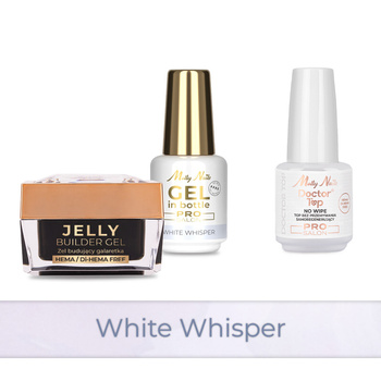 Molly Nails PRO MATCH SYSTEM 2+1 White Whisper: 2 geles de construcción + Doctor Top 15 g
