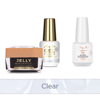 Molly Nails PRO MATCH SYSTEM 2+1 Clear: 2 geles de base + Doctor Top 15 g