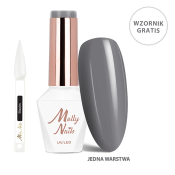 Esmalte híbrido LED/UV Gel Polish The Trend Edit n.º 307 Steel de MollyNails, sin HEMA ni Di-HEMA, 8 g + muestrario «Blacks» GRATIS