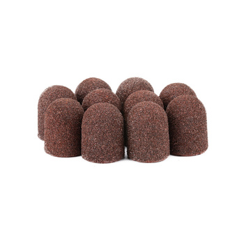 Capuchones abrasivos para pedicura con interior de algodón, 13 mm, grano 80, marrones, AlleMed, 100 unidades