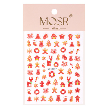 Adhesivos 3D para uñas, autoadhesivos, con motivos navideños, 5D-0037