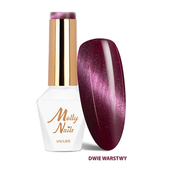 Esmalte híbrido LED/UV Gel Polish Cat Eye Seduction n.º 245 Velvet Mauve de Molly Nails, sin HEMA ni Di-HEMA, 8 g