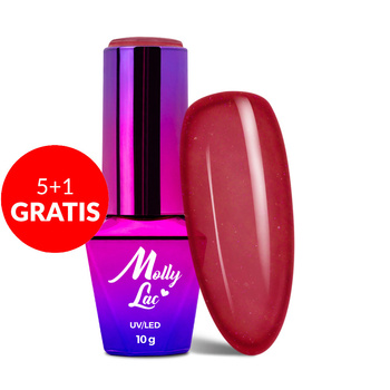 5 + 1 gratis Esmalte híbrido MollyLac Hearts &amp; Kisses Dazzling Heart 10 g N.º 195