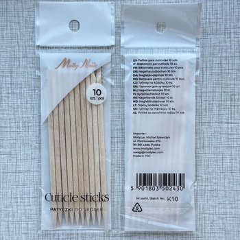 Palillos de madera de naranjo Molly Nails, 10 unidades, 9,5 cm de largo