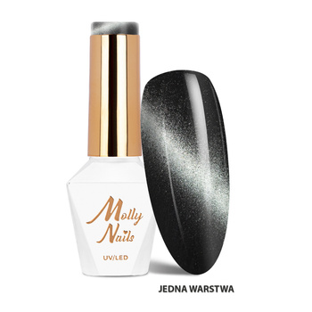 Esmalte híbrido LED/UV Gel Polish Cat Eye Seduction n.º 240 Black Obsession Molly Nails sin HEMA/Di-HEMA, 8 g