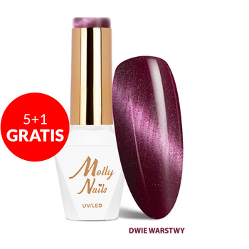 5 + 1 gratis. Esmalte híbrido LED/UV Gel Polish Cat Eye Seduction n.º 245 Velvet Mauve de Molly Nails, sin HEMA ni Di-HEMA, 8 g