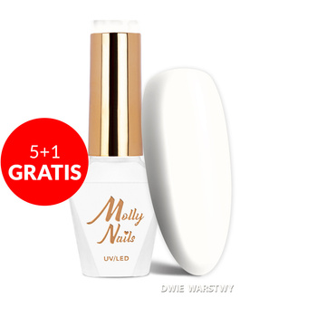 5 + 1 gratis. Esmalte híbrido Molly Nails Wedding Yes, I Do Creamy White, sin HEMA ni Di-HEMA, 8 g, n.º 20