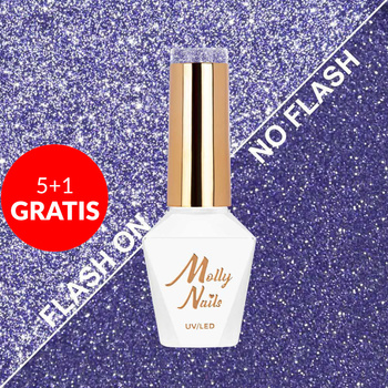 5 + 1 gratis Esmalte híbrido Molly Nails Flashing Lights 3 Private Show sin HEMA/Di-HEMA 8 g N.º 616