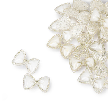Adornos para uñas: lazos 3D blancos, 20 unidades