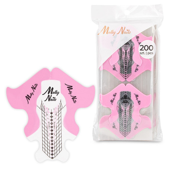 Plantillas para la extensión de uñas Molly Nails, rosa transparente, 200 unidades