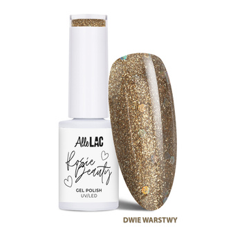 Esmalte híbrido LED/UV Gel Polish AlleLac x Rosie Beauty Dark Gold sin HEMA ni Di-HEMA, 6 g
