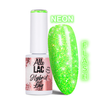 Esmalte híbrido LED/UV Gel Polish Greens Flash Glitter Green AlleLac sin HEMA/Di-HEMA, 6 g