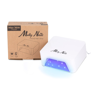 Lámpara UV/LED para uñas de 36 W Molly Nails para esmaltes híbridos, geles y acrilogel, blanca V9