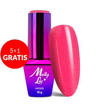 5 + 1 gratis. Esmalte híbrido MollyLac Fantasyland Glitter Raspberry Kiss, 10 g, n.º 312