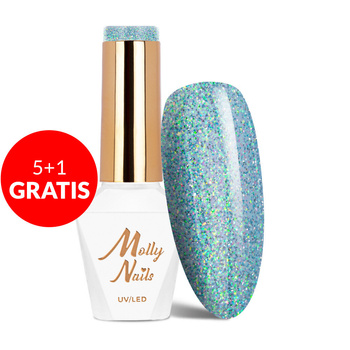 5 + 1 gratis. Esmalte híbrido Molly Nails Shocking Shine Little Soul sin HEMA/Di-HEMA, 8 g, n.º 685