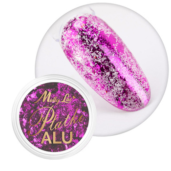 Polvo metálico para uñas MollyLac, láminas de aluminio, 0,2 g, n.º 16
