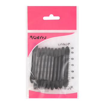Aplicador tipo marioneta de doble cara para polvos y sombras, negro, 6,2 cm, 10 unidades