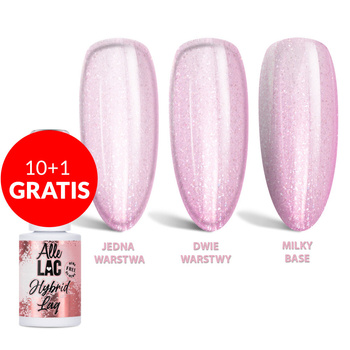 10 + 1 gratis. Esmalte híbrido LED/UV Gel Polish Pinks Blush Glitter AlleLac sin HEMA/Di-HEMA, 6 g