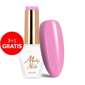 5 + 1 gratis. Esmalte híbrido Molly Nails Flamingo Florale sin HEMA/Di-HEMA, 8 g, n.º 141