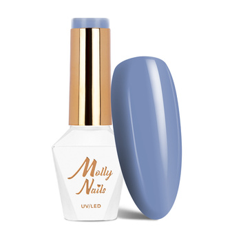 Esmalte híbrido Molly Nails Blue Sky Butterfly Blue sin HEMA ni Di-HEMA, 8 g, n.º 112