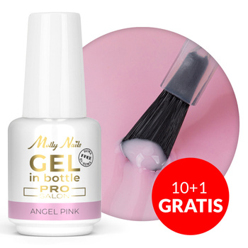10 + 1 gratis: Gel de construcción en botella con pincel Gel in Bottle Molly Nails Pro Salon Angel Pink sin HEMA/Di-HEMA, 15 g