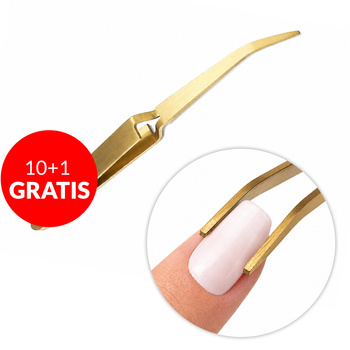 10 + 1 gratis: Pinza profesional para túnel de uñas AlleLac, color dorado