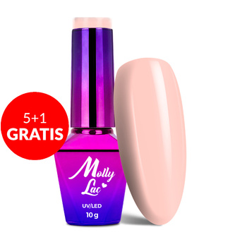 5 + 1 gratis: Esmalte híbrido MollyLac «I'm the Nudelover Porcelain», 10 g, n.º 521