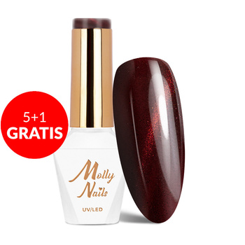 5 + 1 gratis. Esmalte híbrido LED/UV Gel Polish Reds Cat Eye Red n.º 235 Molly Nails sin HEMA/Di-HEMA, 8 g