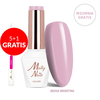 5 + 1 gratis: Esmalte híbrido LED/UV Gel Polish La Vie en Rouge n.º 327 Morning Kiss de MollyNails, sin HEMA ni Di-HEMA, 8 g + Muestra de tonos rosas GRATIS