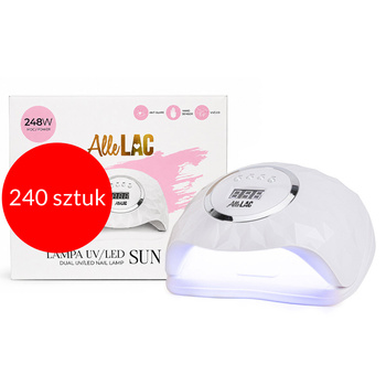 240 unidades. Lámpara para uñas dual UV/LED de 248 W AlleLac para esmaltes híbridos, geles y acrilogel, color blanco, SUN Y13, con cable de 3 m de longitud.