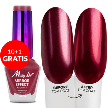 10 + 1 gratis. Esmalte clásico MollyLac Mirror, efecto espejo/metalizado, n.º 09, 10 ml
