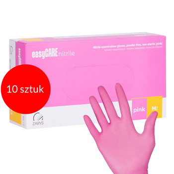 10 unidades de guantes desechables de nitrilo para diagnóstico y protección Easycare Nitrile Pink, talla M, color rosa, 100 unidades