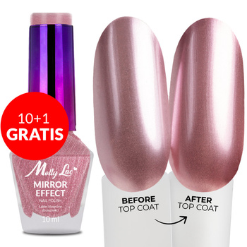 10 + 1 gratis. Esmalte clásico MollyLac Mirror, efecto espejo/metalizado, n.º 05, 10 ml