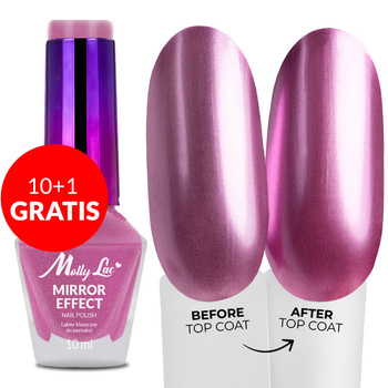 10 + 1 gratis. Esmalte clásico MollyLac Mirror, efecto espejo/metalizado, n.º 06, 10 ml