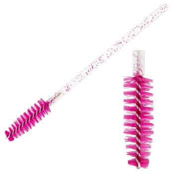 Cepillo de pestañas de nailon rosa - varilla transparente/rosa, 50 unidades