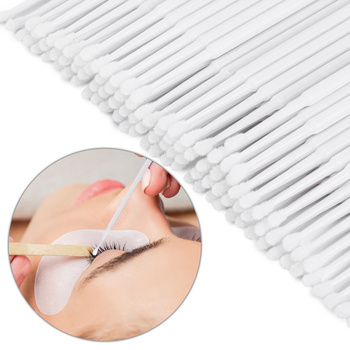 Applicateurs professionnels sans peluches pour cils, blancs, 100 pièces