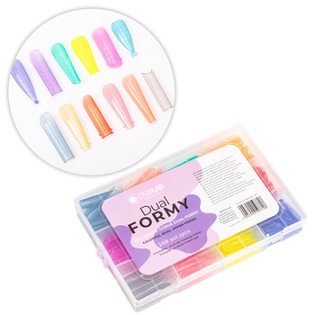 Moules supérieurs Dual pour la pose d'ongles, avec graduation, colorés, 12 formes, 288 pièces