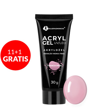 11 + 1 gratuit Gel acrylique Allepaznokcie HEMA/Di-HEMA Free French Pink 30 g