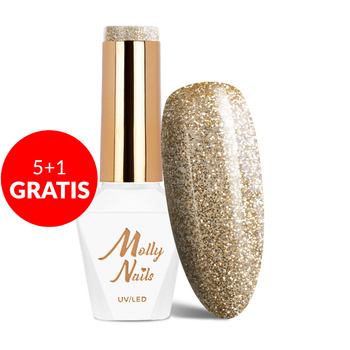 5+1 gratis Smalto ibrido Molly Nails Queens Of Life Rich Gold senza HEMA/Di-HEMA 8 g n. 38
