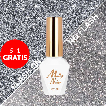 5+1 gratis Molly Nails Hybridlack „Flashing Lights Metal Mind“ (HEMA/Di-HEMA-frei) 8 g Nr. 565