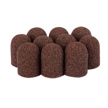 Cappucci abrasivi per pedicure con interno in cotone, 16 mm, grana 60, marroni, AlleMed, 10 pezzi