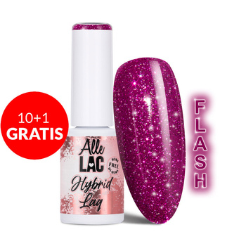 10 + 1 gratis. Esmalte híbrido LED/UV Gel Polish Purples Flash Glitter Purple AlleLac sin HEMA/Di-HEMA, 6 g