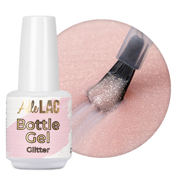 Gel pour ongles en flacon avec pinceau Bottle Gel Glitter AlleLac Nude Glimmer 15 g